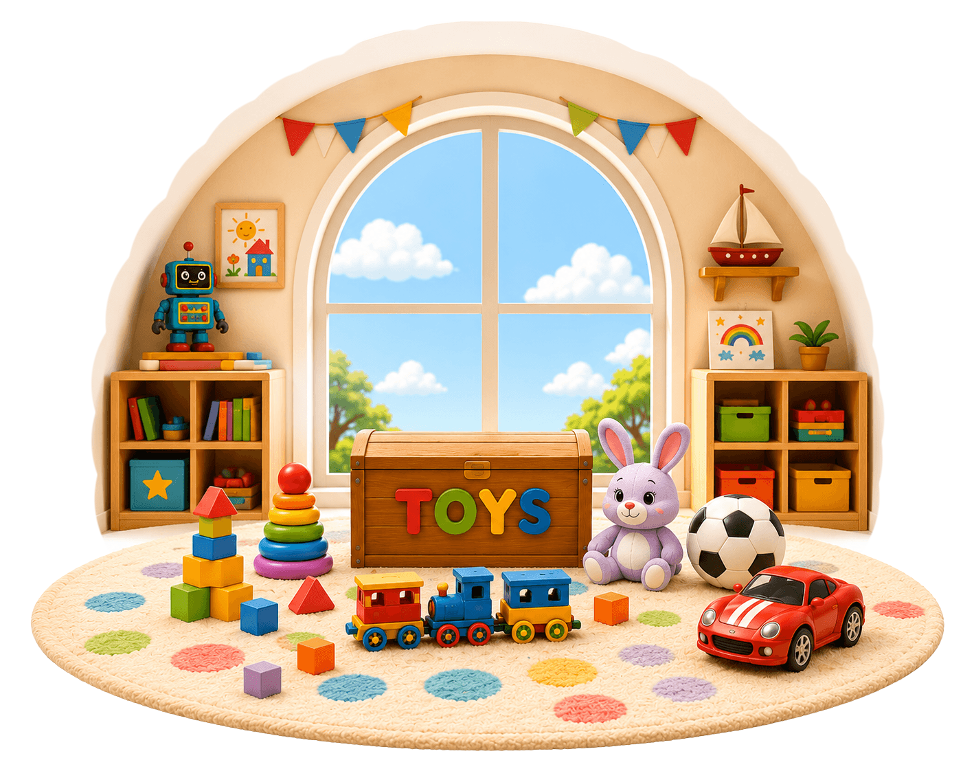 window with toys